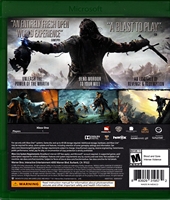 Xbox ONE Middle-Earth Shadow of Mordor Back CoverThumbnail